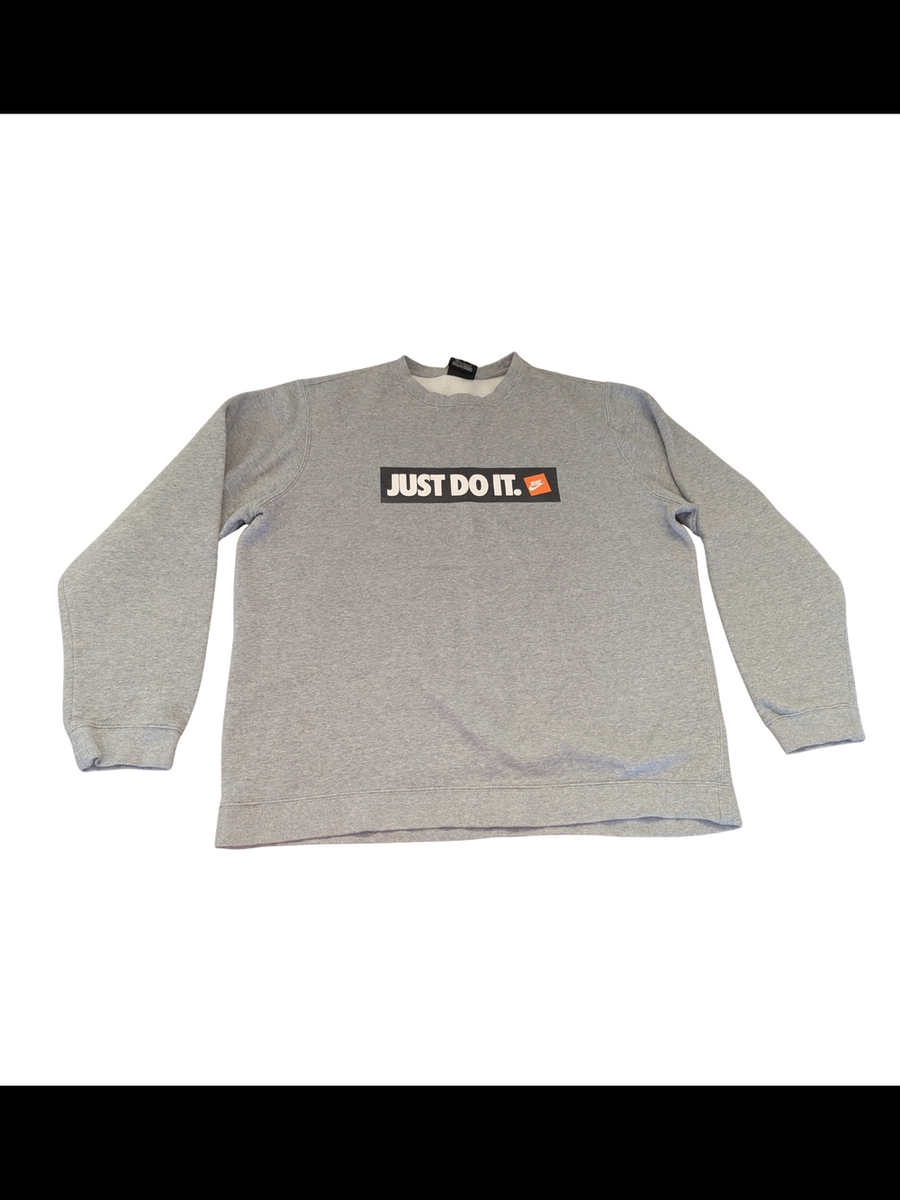 EUC Nike Mens XL Just Do It Graphic Crewneck Sweatshirt Gray